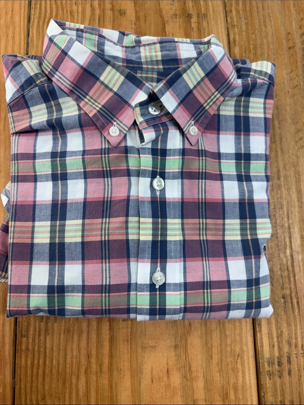 Vineyard Vines Navy, Pink & Green Plaid Button-Down Shirt